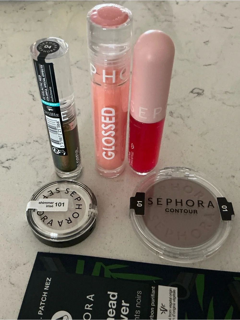 Sephora collection makeup bundle of 5 lipglosses,countour ,shimmer + free mask